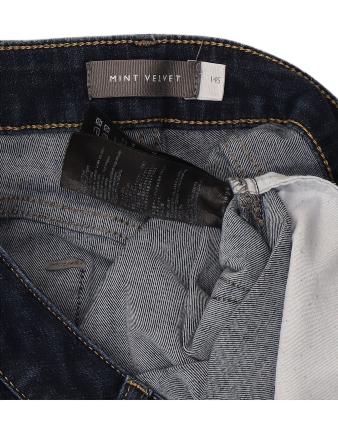 MINT VELVET Damen Bootcut-Jeans UK 14 Medium W30 L28 Marineblaue Baumwolle