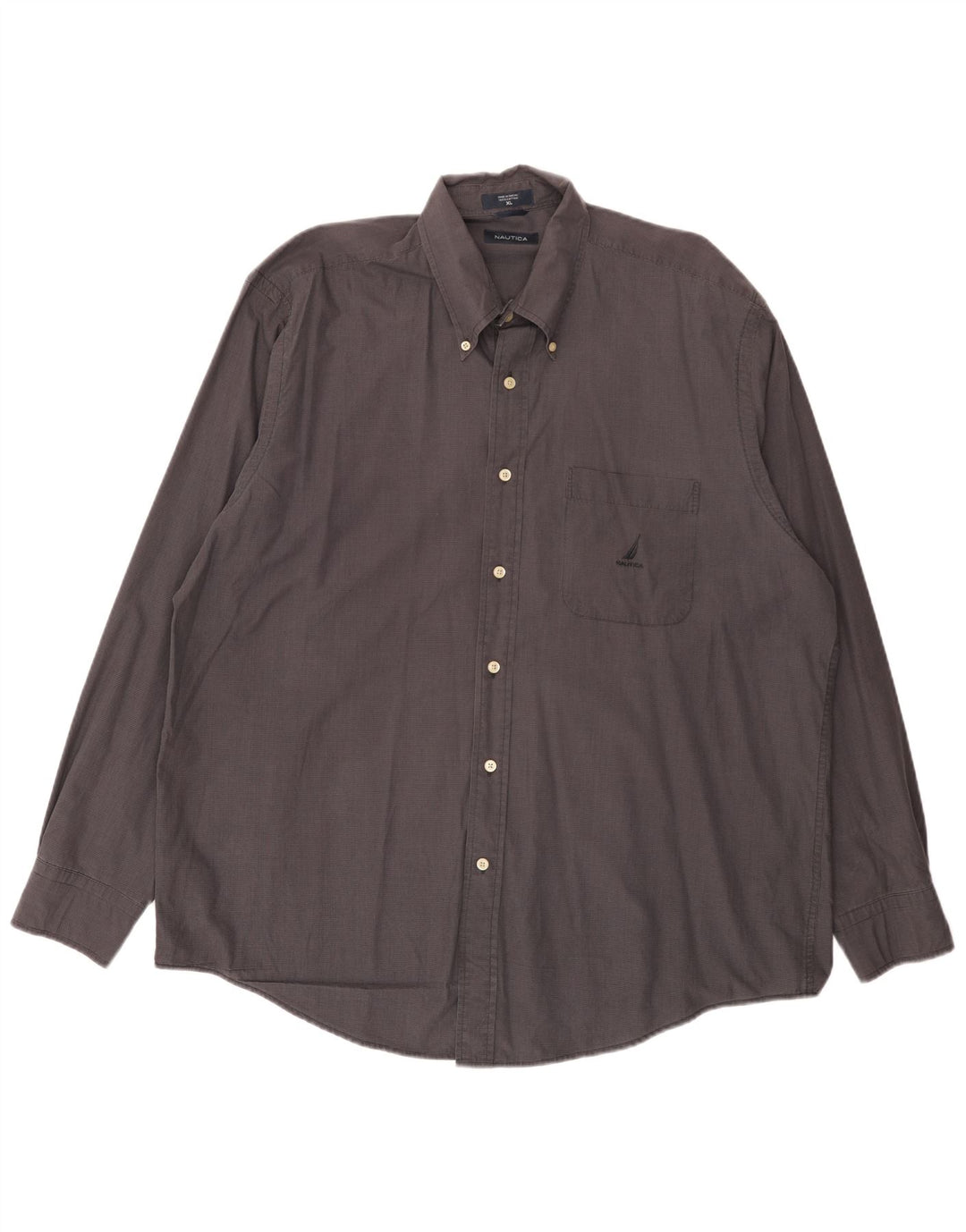 Nautica Herrenhemd XL, graue Gingham-Baumwolle