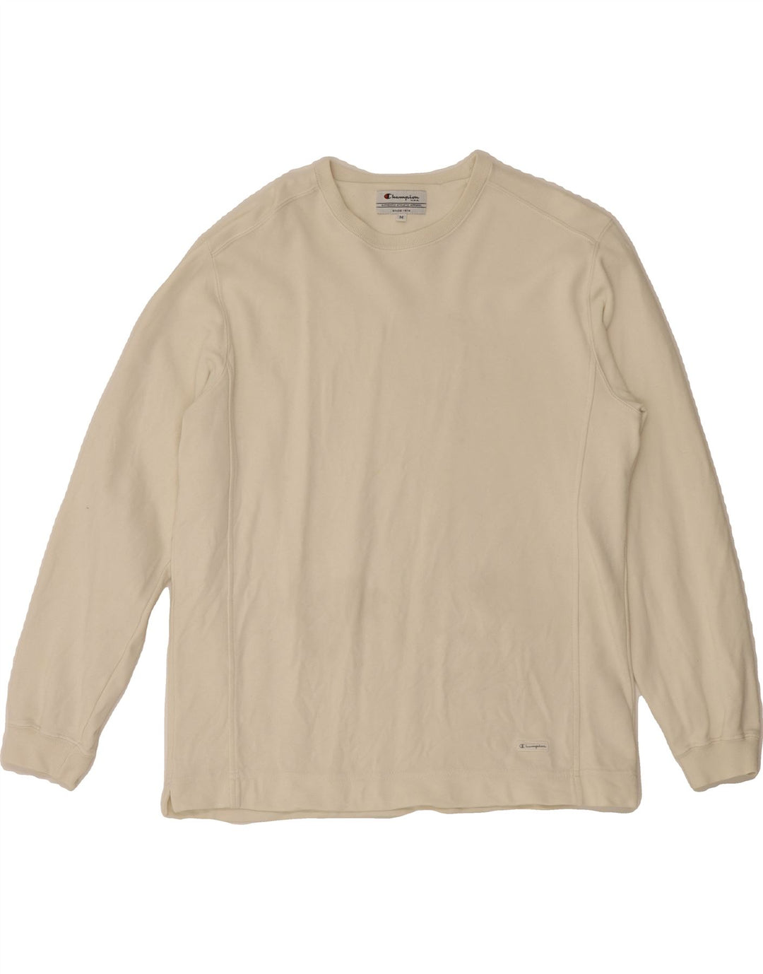 CHAMPION Womens Top Long Sleeve UK 14 Medium Off White Cotton Vintage Champion and Second-Hand Champion from Messina Hembry 