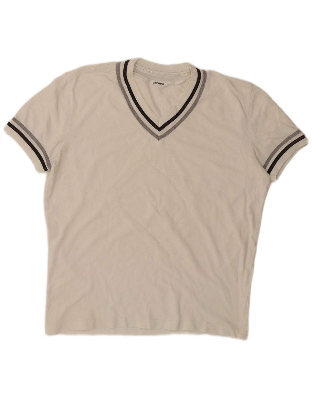 Bikkembergs Mens T-Shirt Top XL White Striped
