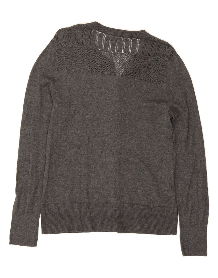 EDDIE BAUER Womens Cardigan Sweater UK 14 Medium Grey Cotton Vintage Eddie Bauer and Second-Hand Eddie Bauer from Messina Hembry 