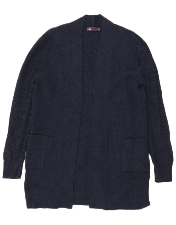 Marks & Spencer Damen Longline Open Cardigan Pullover UK 10 Small Marineblau
