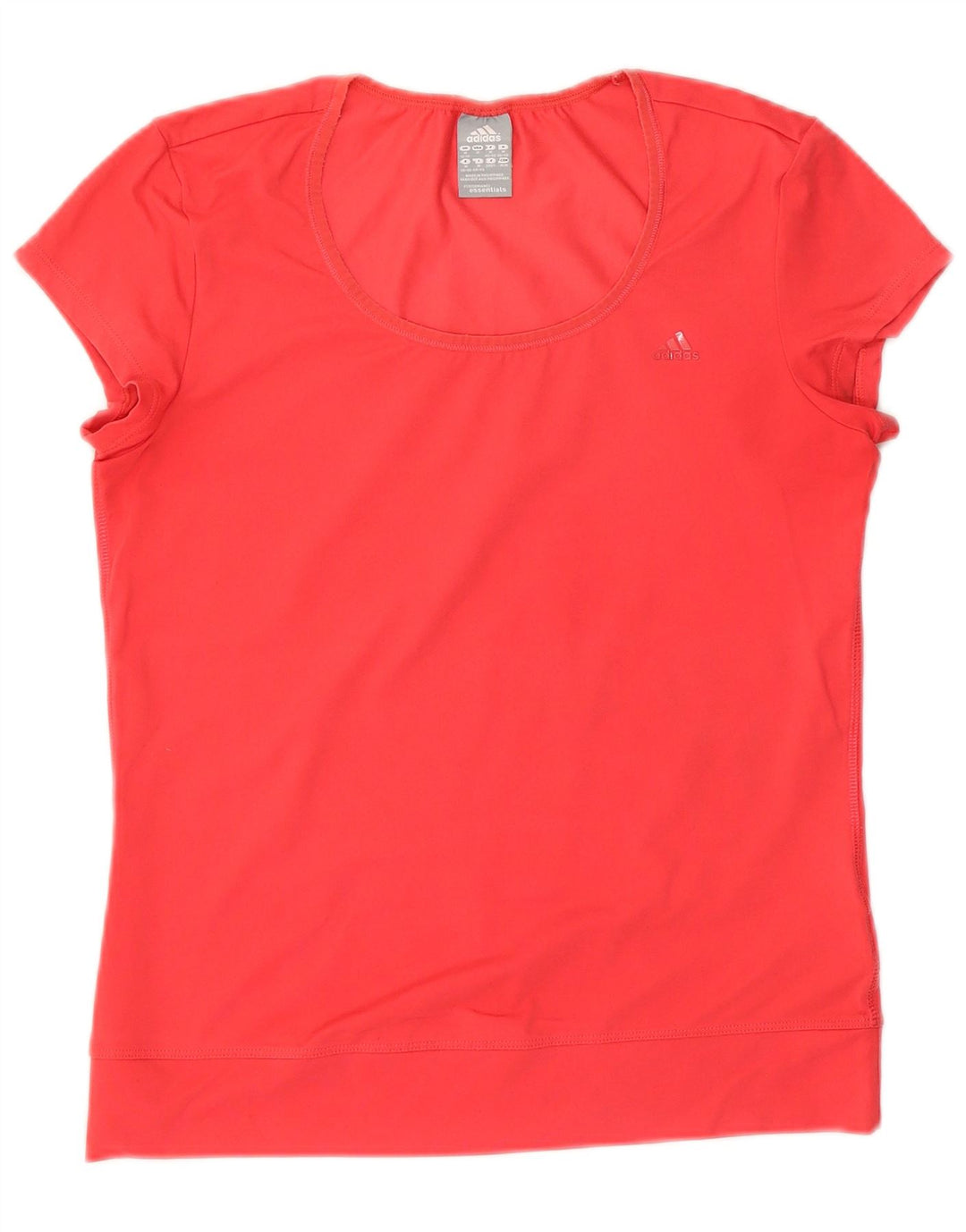 ADIDAS Damen Climalite T-Shirt Top UK 12/14 Mittelrotes Polyester