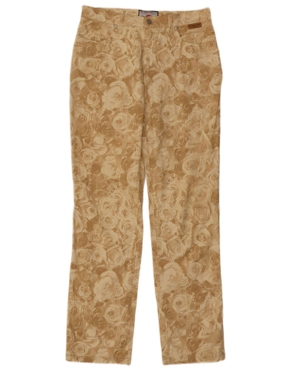 Mauriece Abot Damen Gerade Freizeithose W32 L30 Beige geblümte Baumwolle