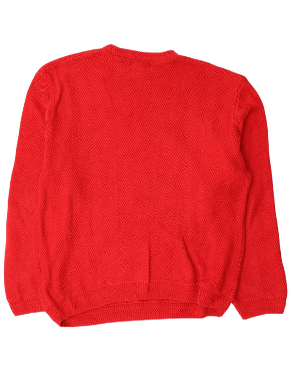 Chaps Herren-Pullover mit Rundhalsausschnitt, 2XL, rote Baumwolle mit Fischgrätenmuster