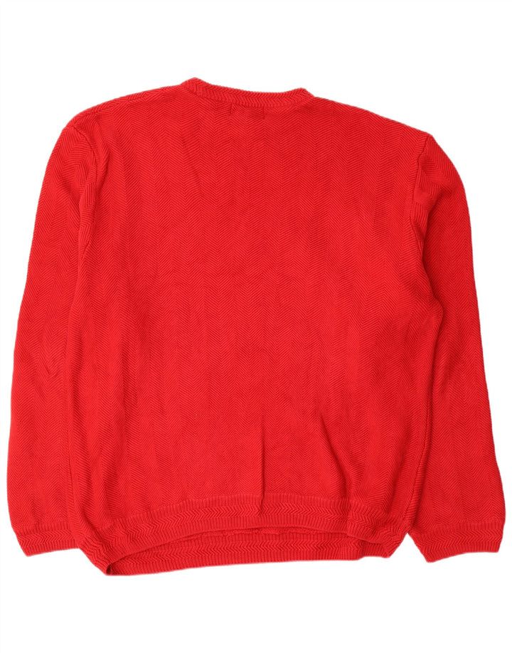Chaps Herren-Pullover mit Rundhalsausschnitt, 2XL, rote Baumwolle mit Fischgrätenmuster