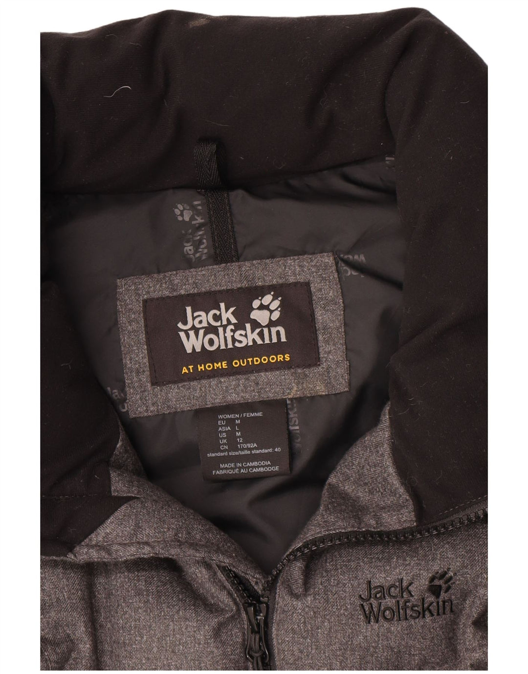 Jack Wolfskin Damen Wattierte Weste UK 12 Mittelgraues Polyester