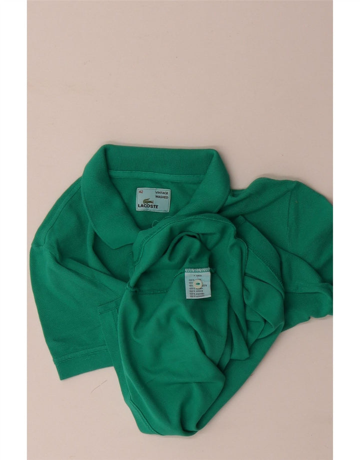 LACOSTE Damen-Poloshirt, Größe 42, große türkisfarbene Baumwolle