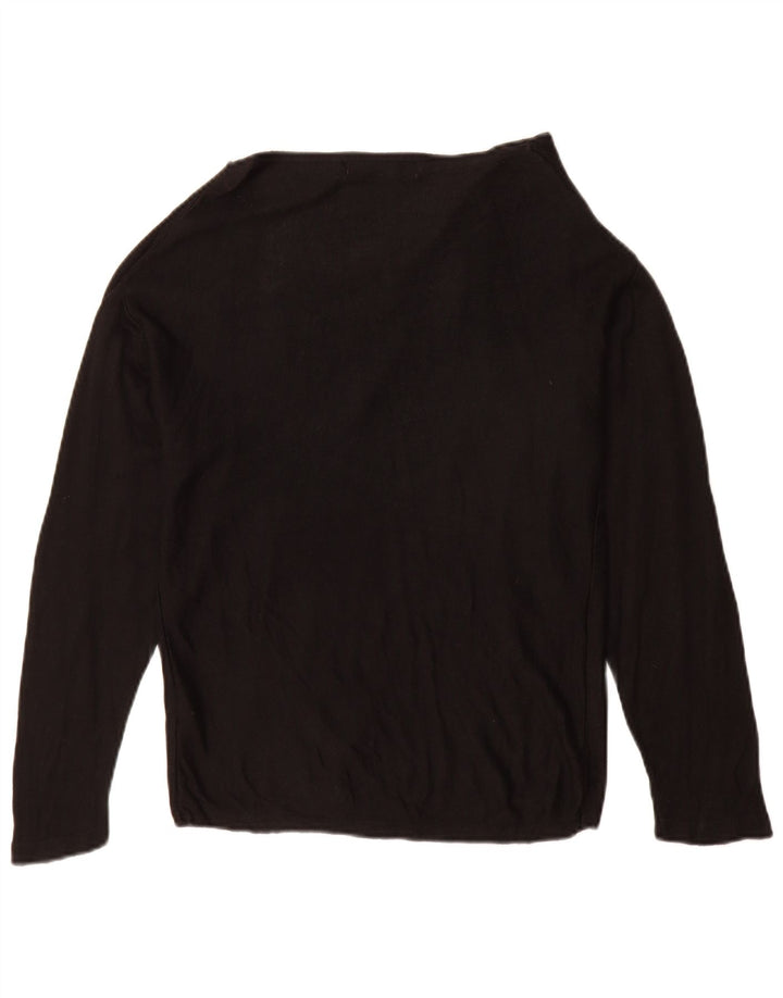 Zara Damen Top Langarm UK 14 Medium Schwarz Viskose
