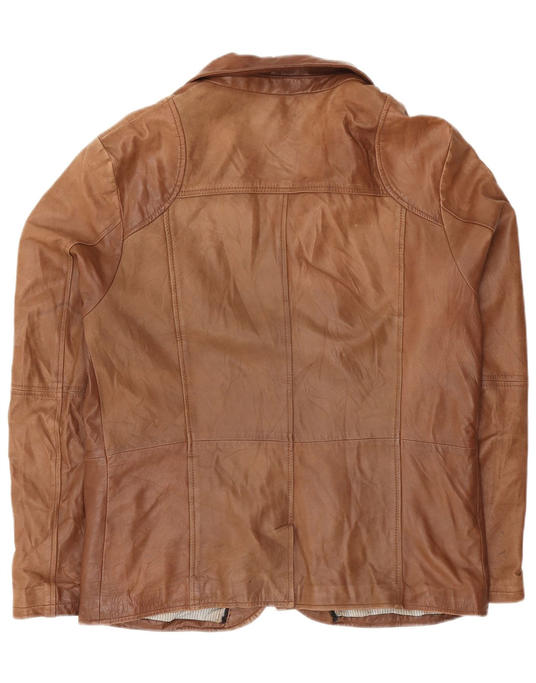 Conbipel Herren-Blazerjacke aus Leder mit 4 Knöpfen, IT 52, großes braunes Leder
