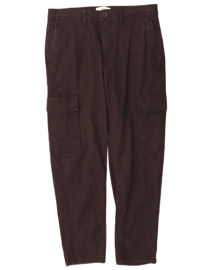 Marks & Spencer Herren Cargohose W30 L290 Schwarz Baumwolle