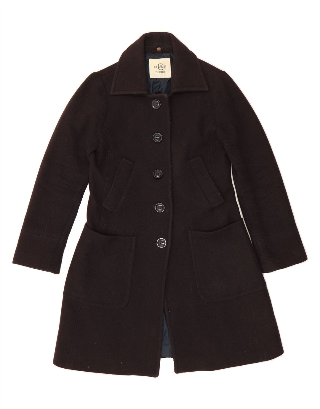 CERRUTI 1881 Womens Overcoat IT 40 Small Black Wool Vintage Cerruti 1881 and Second-Hand Cerruti 1881 from Messina Hembry 