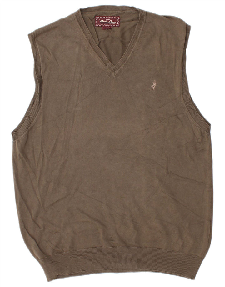 Marlboro Classics Herren-Weste, Tanktop, groß, braune Baumwolle