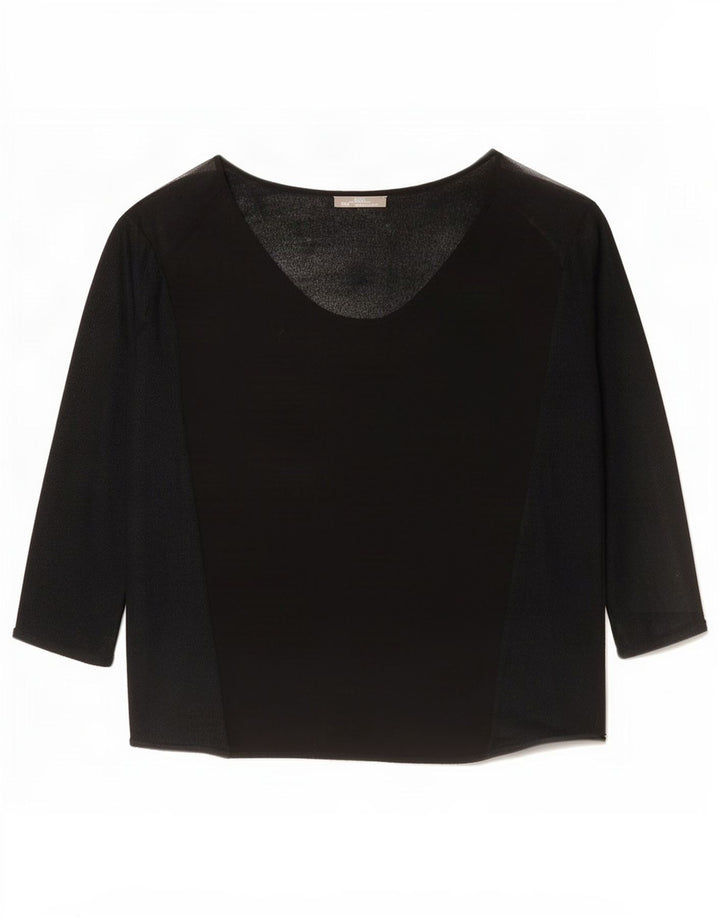 Zara Damen Übergroßes Top mit 3/4-Ärmeln, UK 14, Mittelschwarz