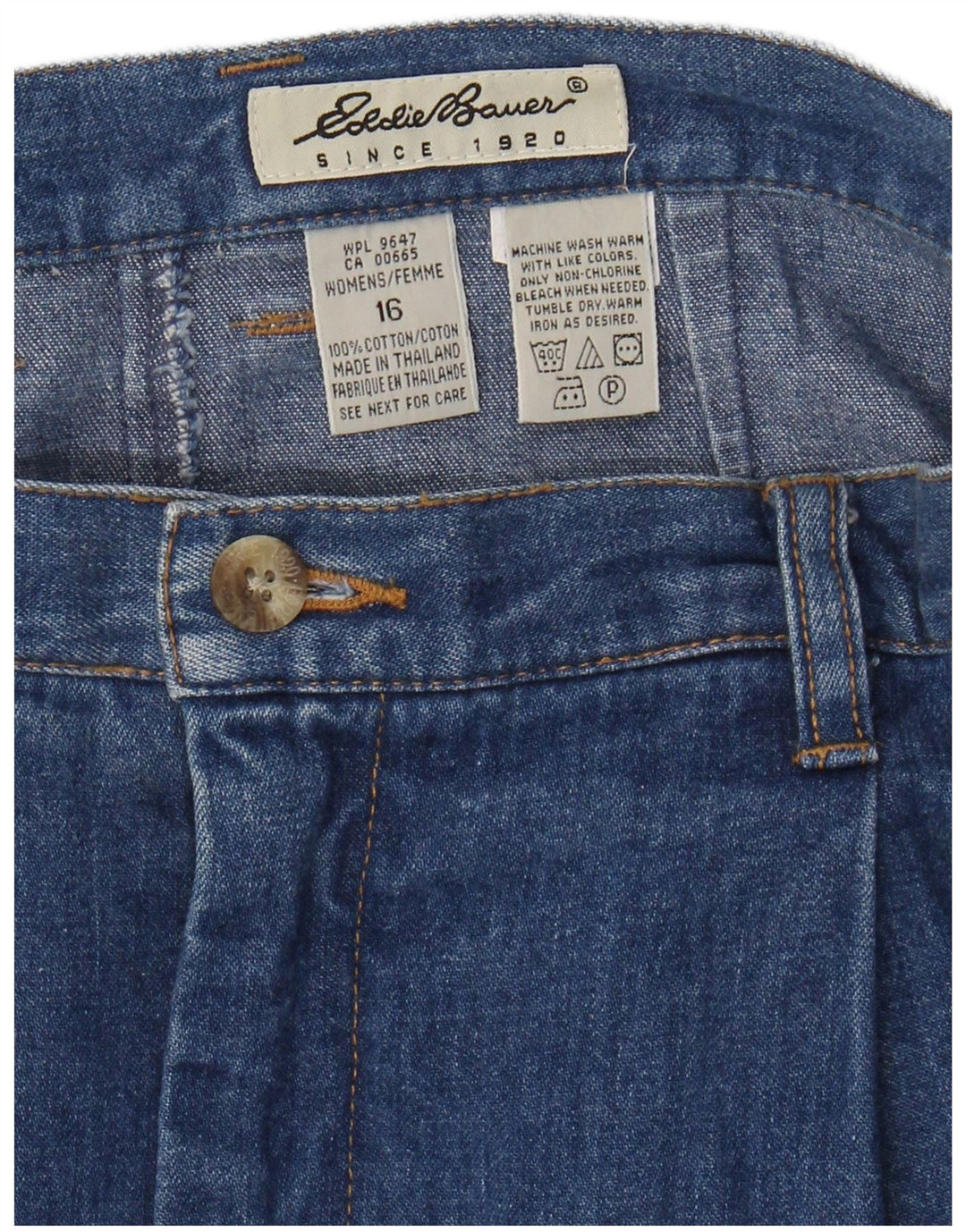 EDDIE BAUER Damen Jeansrock US 16 XL W34 Blaue Baumwolle