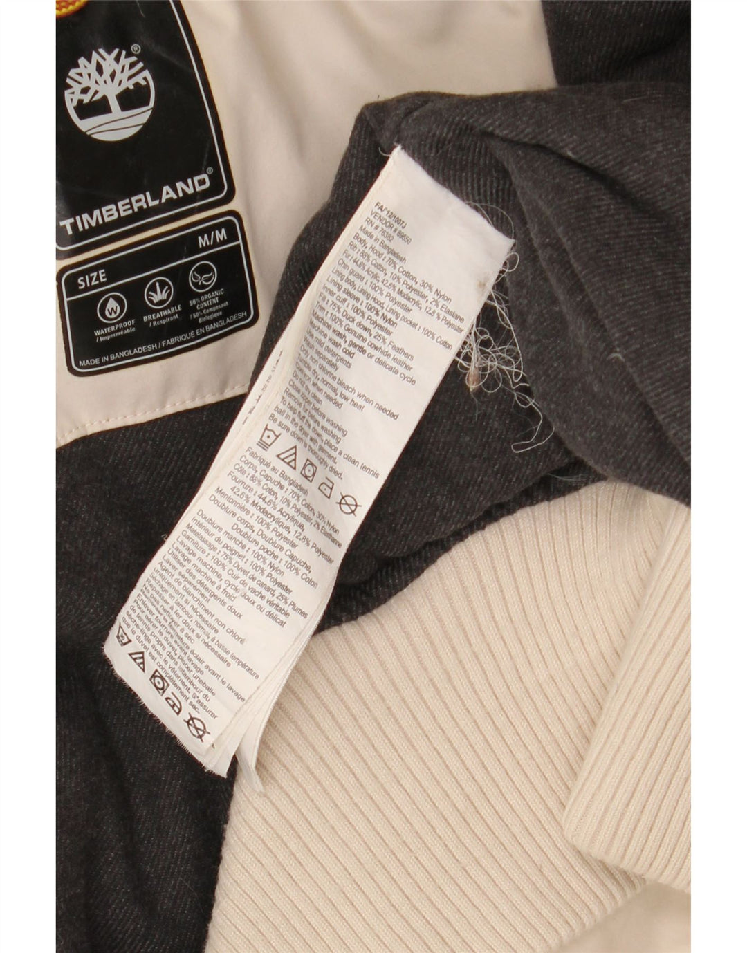 Timberland Herren-Bomberjacke mit Kapuze, UK 38, mittelbeige Baumwolle