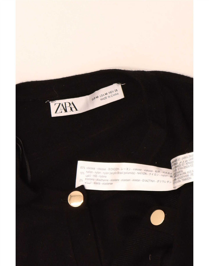 Zara Damen Crop Cardigan Pullover UK 14 Mittelschwarze Viskose