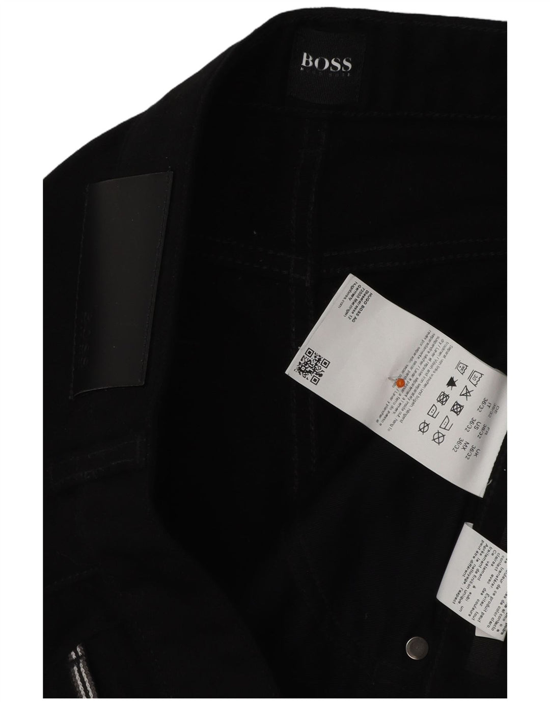HUGO BOSS Herren Straight Jeans W36 L29 Schwarze Baumwolle