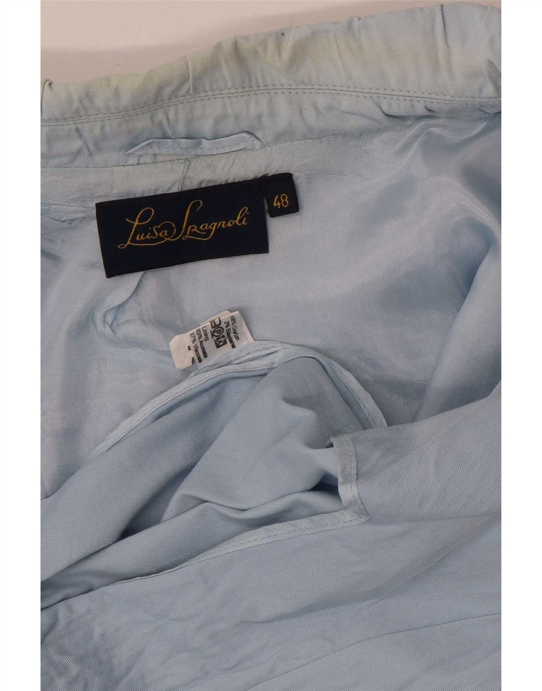 Luisa Spagnoli Damen 3-Knopf-Blazerjacke IT 48 XL Blaue Baumwolle
