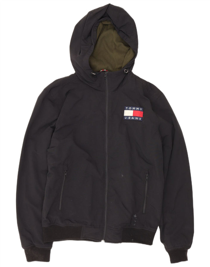 Tommy Hilfiger Herren-Bomberjacke mit Kapuze, UK 38, mittelschwarz, Polyamid