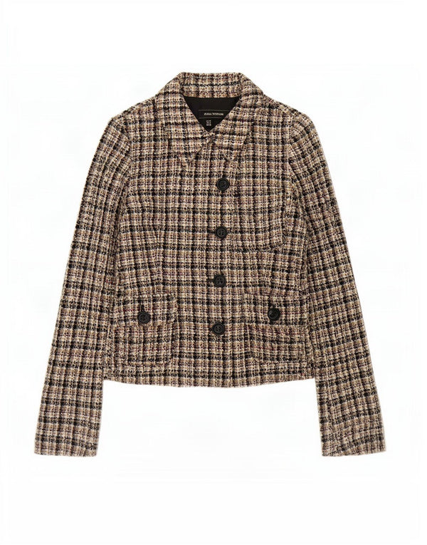 Zara Damen-Blazer mit 5 Knöpfen, Größe M, mehrfarbig, kariert