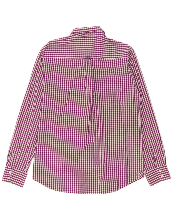 Crew Clothing Herrenhemd, groß, violett, Gingham-Baumwolle