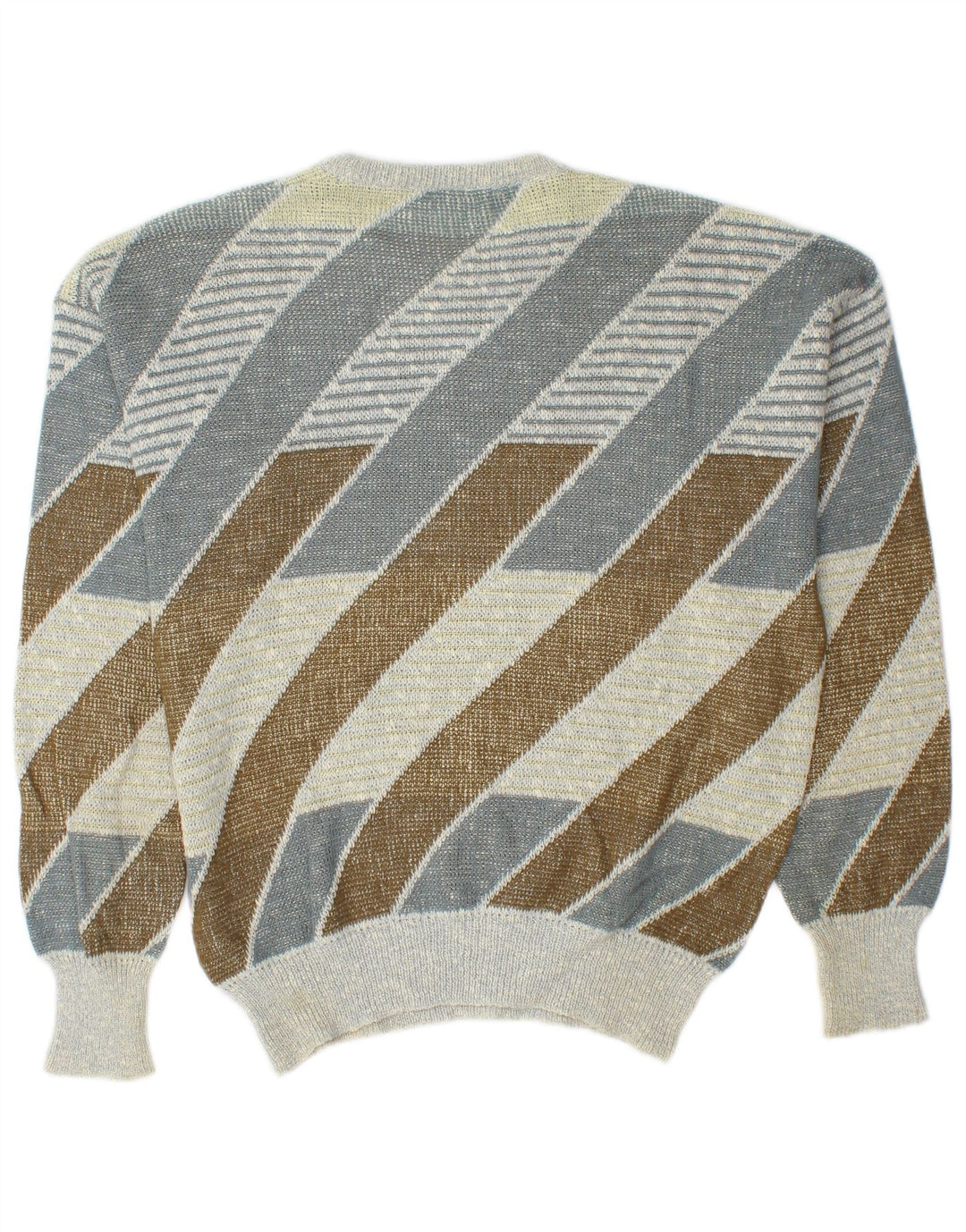 Vintage Herren-Pullover mit Rundhalsausschnitt, mittelgroß, mehrfarbig, gestreift, Baumwolle