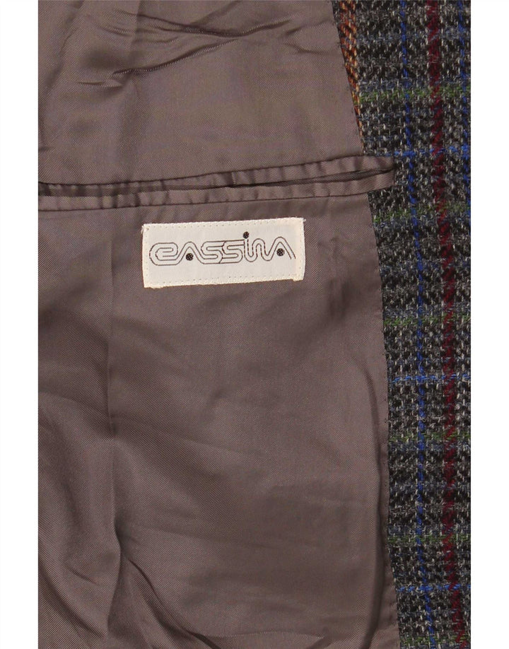 Vintage Herren 2-Knopf-Blazerjacke UK 40 Große grau karierte Wolle