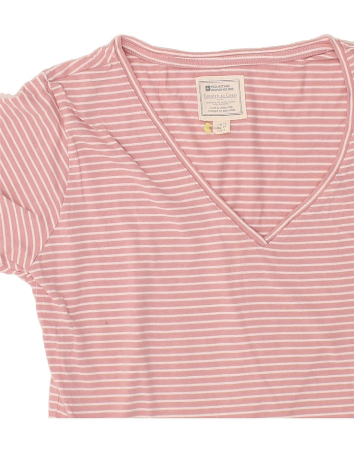 MOUNTAIN WAREHOUSE Womens T-Shirt Top UK 12 Medium Pink Striped Modal Vintage Mountain Warehouse and Second-Hand Mountain Warehouse from Messina Hembry 