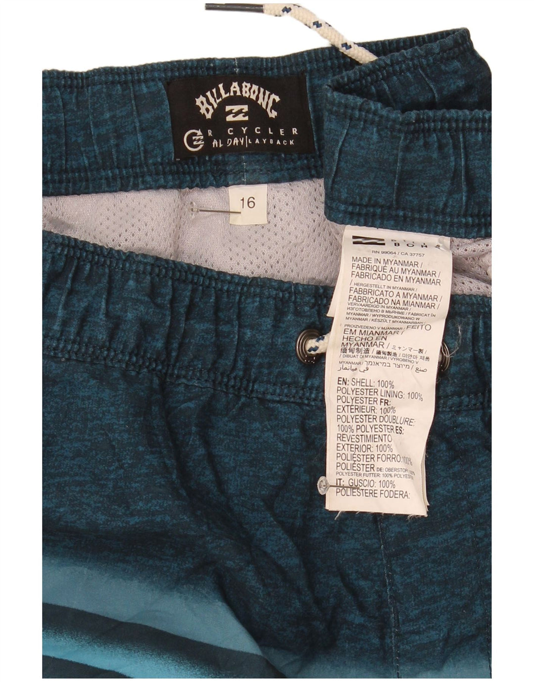 Badeshorts für Jungen von Billabong, 15–16 Jahre, marineblau gestreift, Polyester
