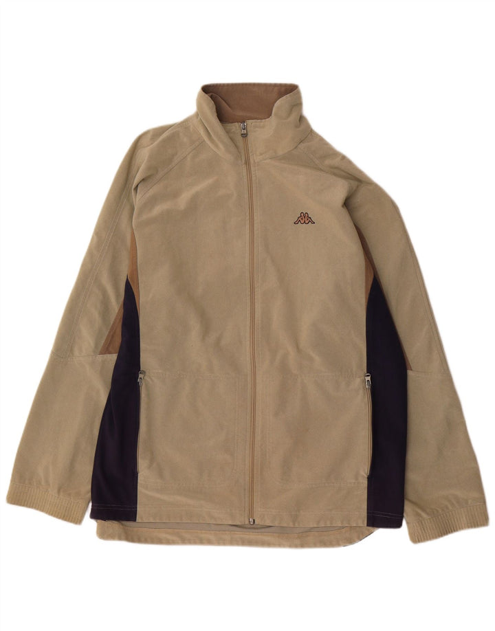 Kappa Herren-Trainingsanzug-Oberteil, Jacke, groß, beige, Farbblock-Polyester