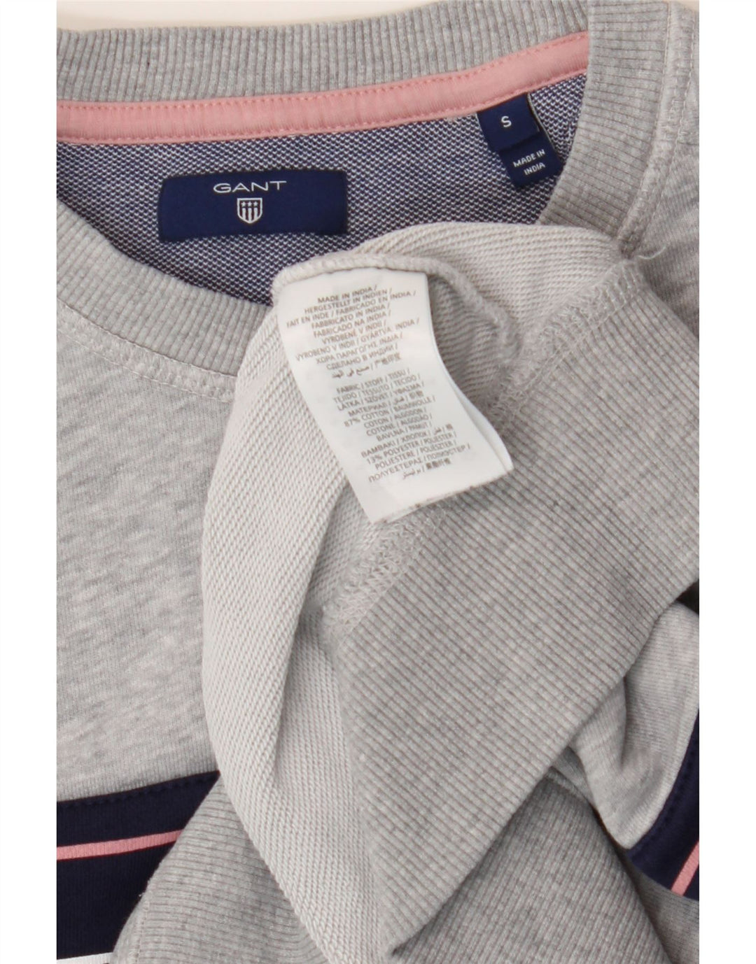 GANT Womens Graphic Sweatshirt Jumper UK 10 Small Grey Colourblock Vintage Gant and Second-Hand Gant from Messina Hembry 