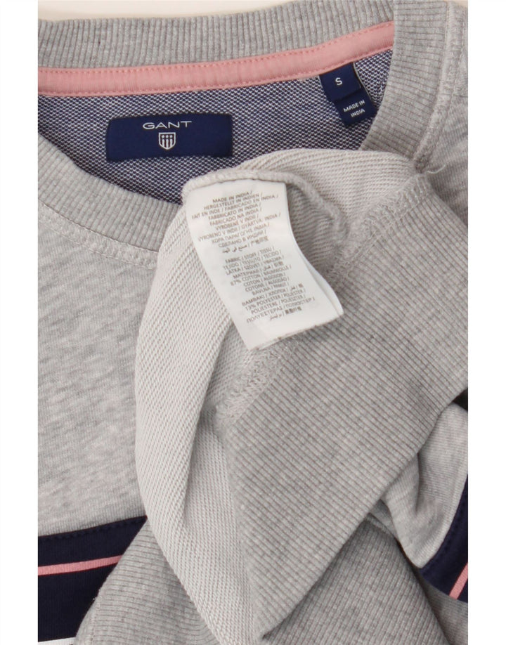 GANT Womens Graphic Sweatshirt Jumper UK 10 Small Grey Colourblock Vintage Gant and Second-Hand Gant from Messina Hembry 