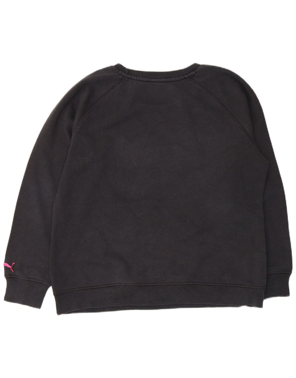 Puma Damen Grafik-Sweatshirt-Pullover UK 16 Große schwarze Baumwolle