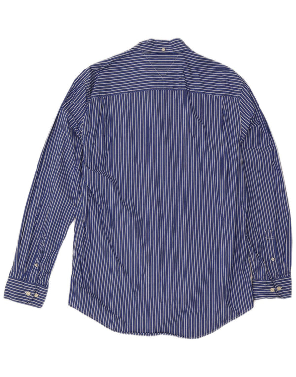 Tommy Hilfiger Herrenhemd XL, blaue Nadelstreifen-Baumwolle