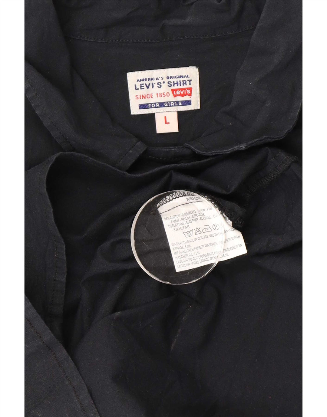 Levi's Damen-Hemd mit 3/4-Ärmeln, UK 14, Größe L, Schwarz, Baumwolle