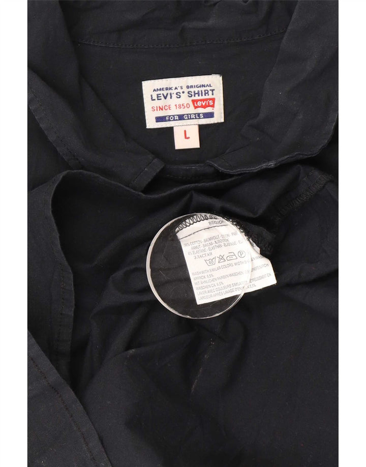 Levi's Damen-Hemd mit 3/4-Ärmeln, UK 14, Größe L, Schwarz, Baumwolle