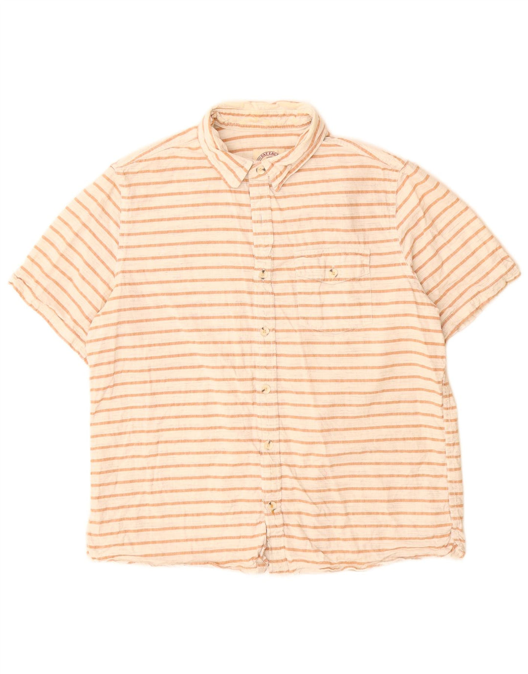 Fat Face Herren-Kurzarmhemd, groß, weiß gestreift, Baumwolle