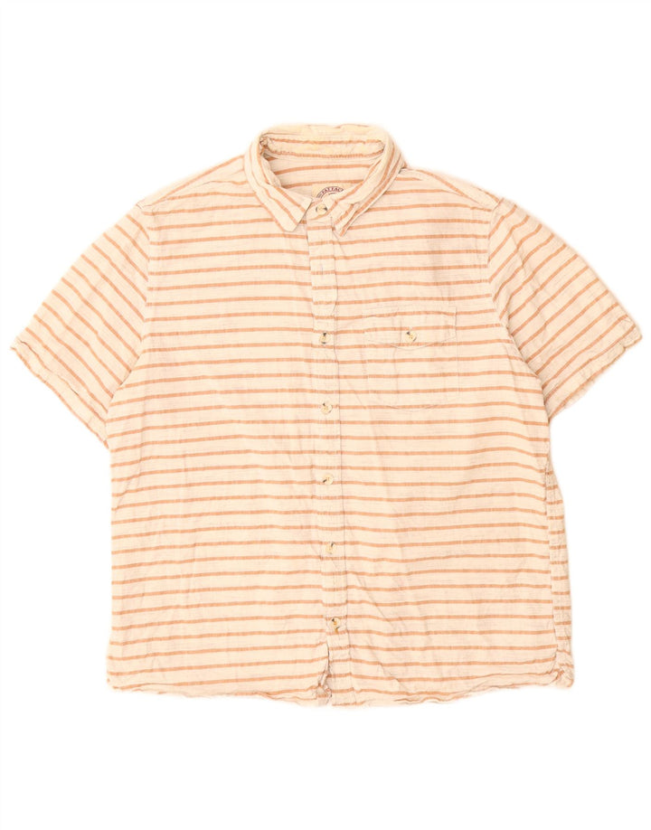 Fat Face Herren-Kurzarmhemd, groß, weiß gestreift, Baumwolle