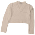 Zara Damen Crop V-Ausschnitt Pullover Pullover UK 12 Mittelweiße Viskose