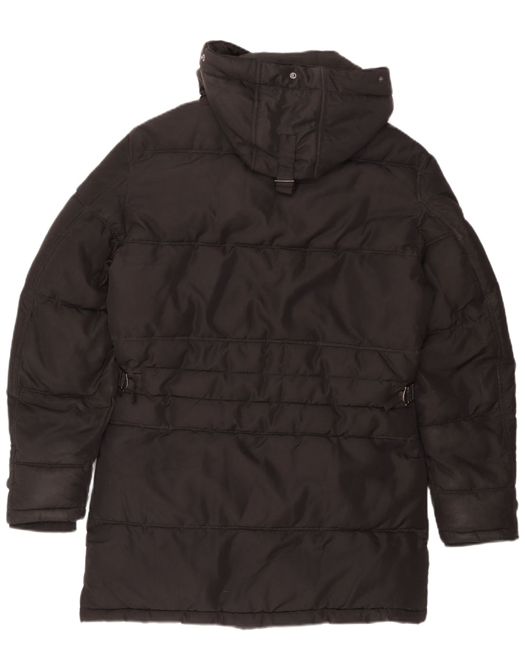 Zara Herren-Mantel mit Kapuze, gepolstert, Größe 36, Größe S, Schwarz, Polyester