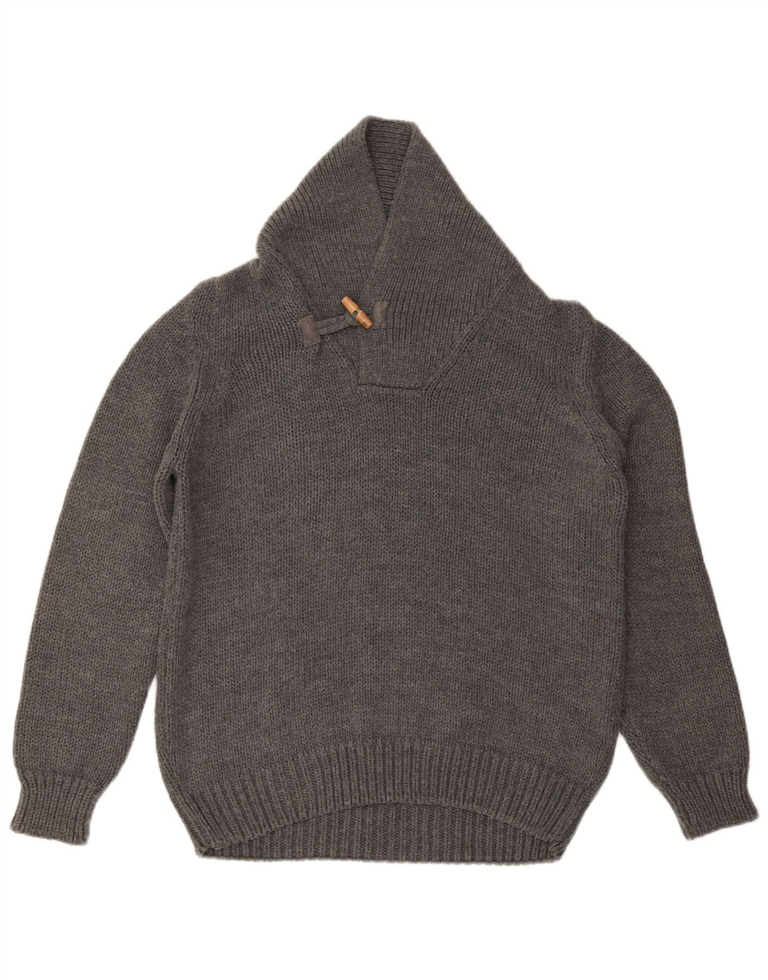 ZARA Herren-Pullover mit Schalkragen, groß, Acryl, Grau