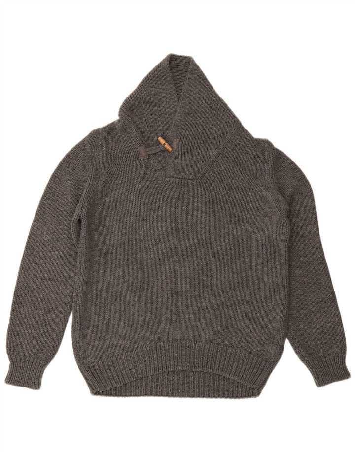 ZARA Herren-Pullover mit Schalkragen, groß, Acryl, Grau