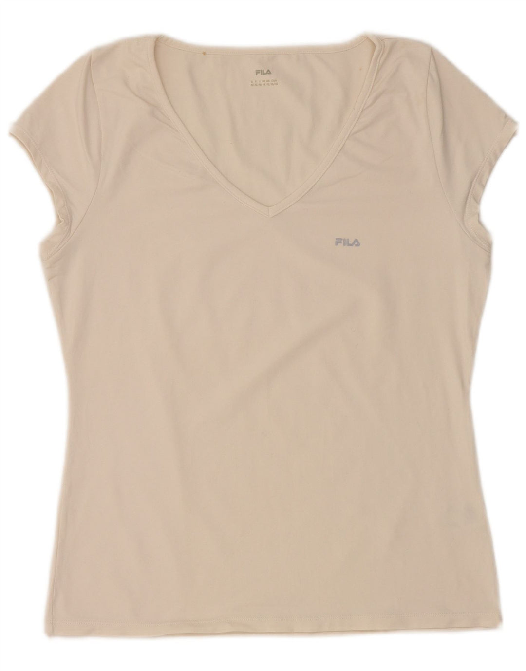 FILA Damen T-Shirt Top UK 16 Large Off White Nylon
