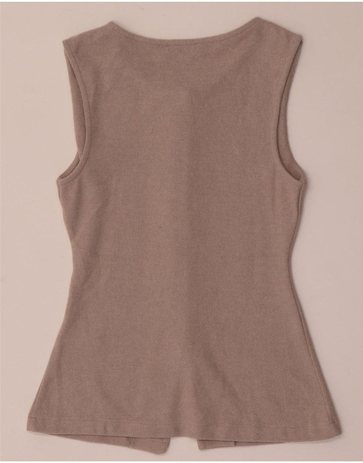 Ärmelloses Cardigan-Oberteil für Damen von Zara, Größe S, Beige, Polyester