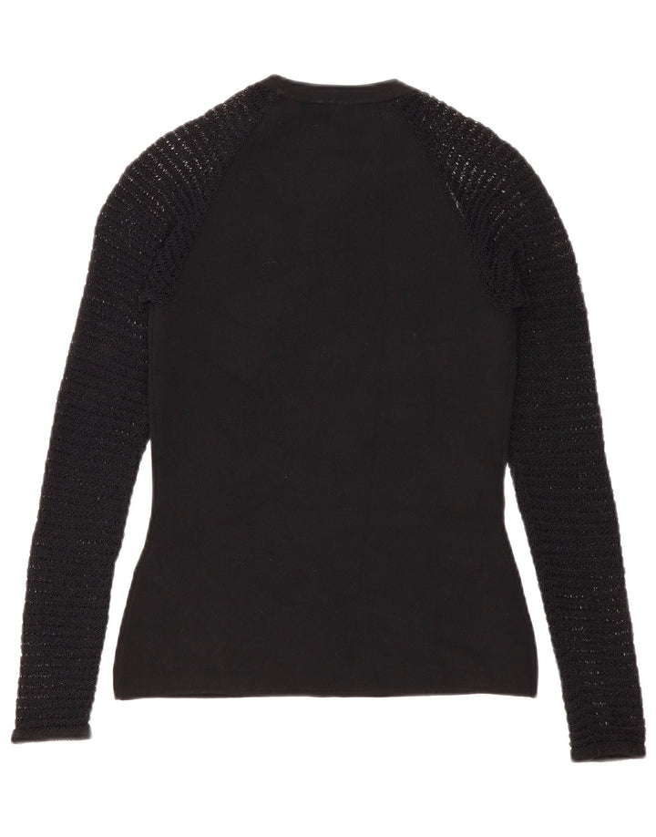Reiss Damen-Pullover mit Rundhalsausschnitt, UK 12, mittlere schwarze Viskose