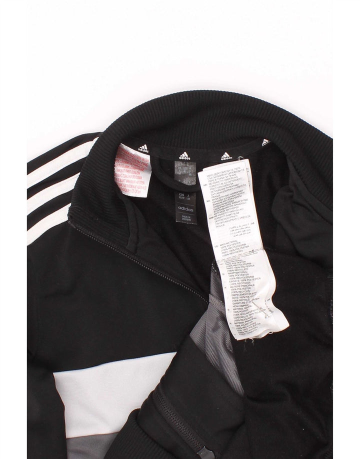 Adidas Jungen-Trainingsanzug-Top-Jacke, 7–8 Jahre, schwarzes Colourblock-Polyester