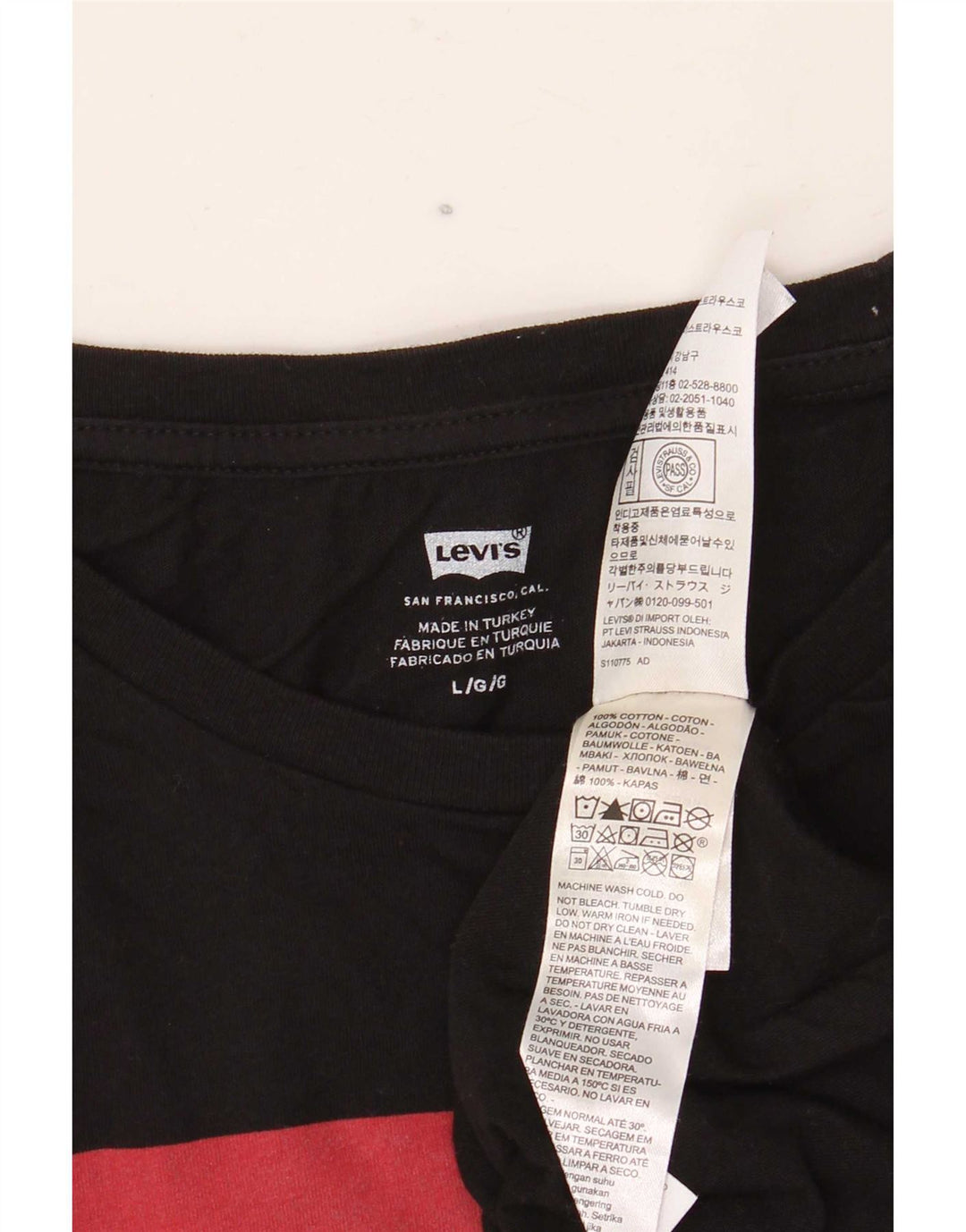 Levi's Herren-Oberteil mit Grafik, langärmelig, groß, aus schwarzer Baumwolle