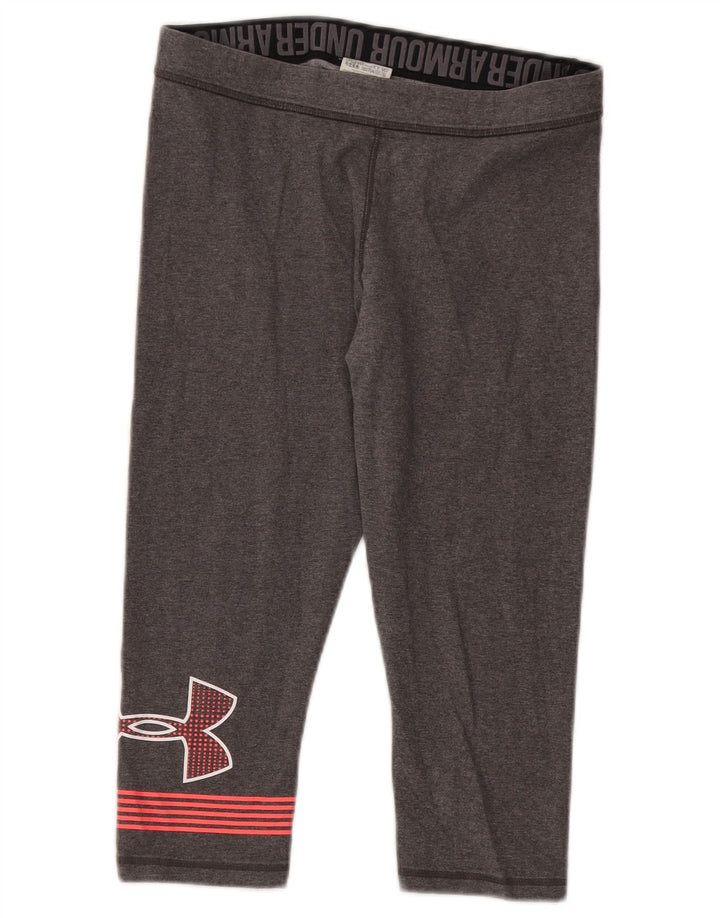 Under Armour Womens Graphic Capri Leggings UK 14 Mittelgraue Baumwolle
