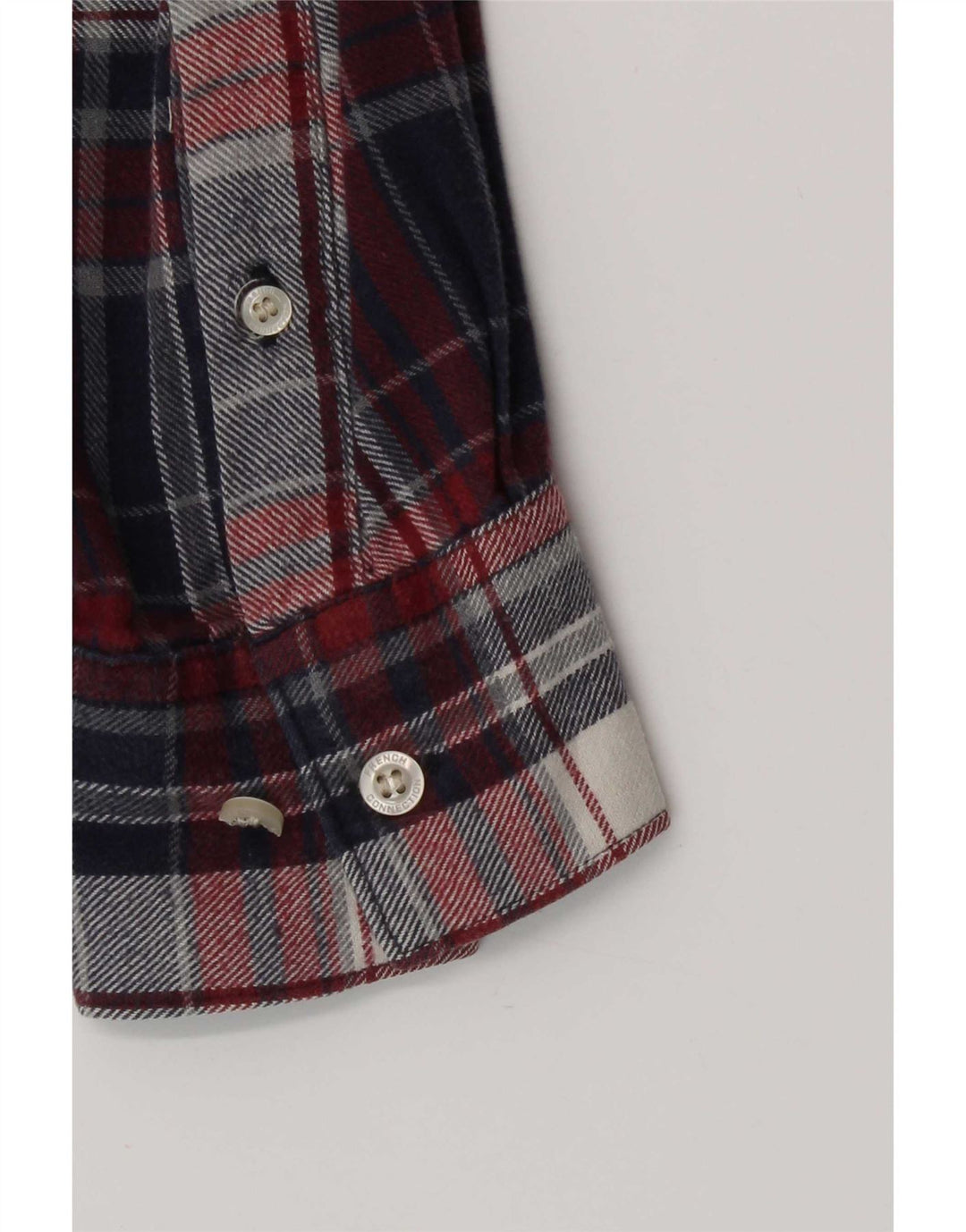 French Connection Herren-Flanellhemd, mittelblau, kariert, Baumwolle
